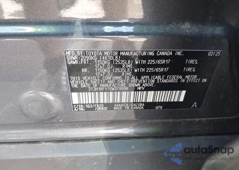 2025 Toyota Rav4 Le from USA, damaged, VIN 2T3H1RFV1SW379998